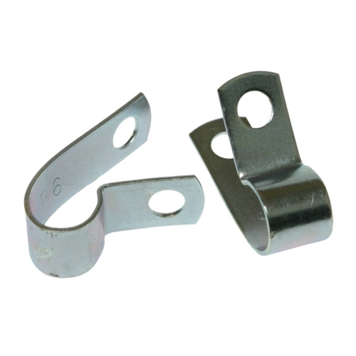 Cable Clamp, 3/8 in. cable size, Steel material, Screw mounting, 100 per pack, 3/16 in. mounting screw diameter, Zinc Plated finish