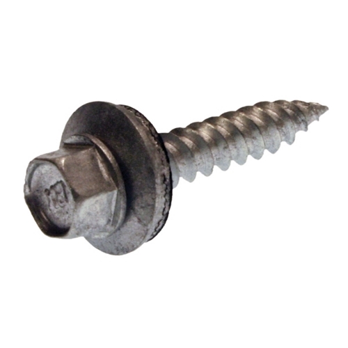 Metal to Wood Screw, With Bonded Washer, Metal material, 1/4 in. Size, 1 in. length, #9-15 thread size, 1/4 in. head width, Hex head, Hex drive type, 50 per pack, Gimlet Drill Point