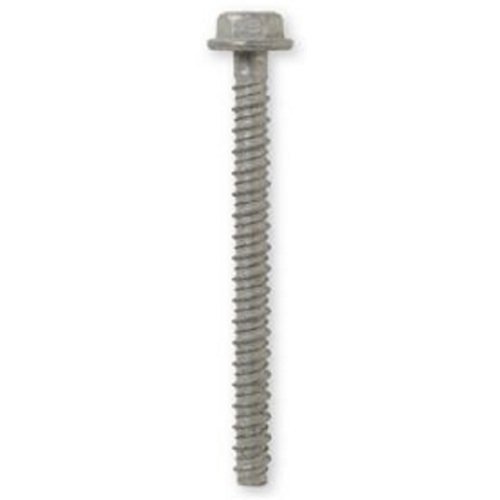 LCSX Large Diameter Concrete Screw Anchor, 3/8 in. Size, 5 in. length, 3/8 in. drill size, Hex Washer head, Carbon Steel material, Zinc Plated, Galvanized Coating finish, 9/16 in. socket size