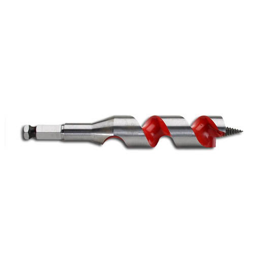 The Milwaukee® 1 in. x 6 in. ship auger bit drills through up to 2X the nails of competitive auger bits without needing resharpening. Drill into clean or nail-embedded wood with confidence when installing Romex wire, PEX water lines, rebar, bolts, and rope in piers, playground equipment and landscaping. The flutes are wider for maximum chip removal, even in deep holes. The polished and coated flute finish means chips won't stick to the bit, even when drilling in material that contains sap or glue. The through-center cutting design creates a more solid striking point against nails compared to the competitions' ahead-of-center and behind-center designs. The longer shaft length makes it easy to drill deeper or overhead without an extension.