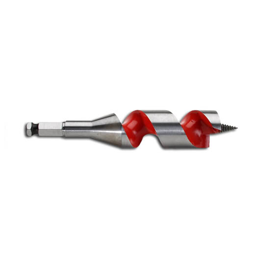 The Milwaukee® 1-1/4 in. x 6 in. ship auger bit drills through up to 2X the nails of competitive auger bits without needing resharpening. Drill into clean or nail-embedded wood with confidence when installing Romex wire, PEX water lines, rebar, bolts, and rope in piers, playground equipment and landscaping. The flutes are wider for maximum chip removal, even in deep holes. The polished and coated flute finish means chips won't stick to the bit, even when drilling in material that contains sap or glue. The through-center cutting design creates a more solid striking point against nails compared to the competitions' ahead-of-center and behind-center designs. The longer shaft length makes it easy to drill deeper or overhead without an extension.