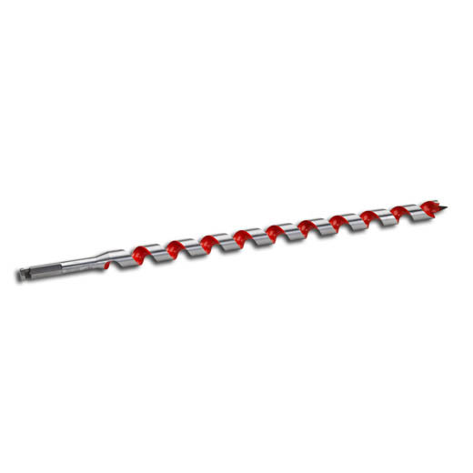 The Milwaukee® 7/8 in. x 18 in. Ship auger bit drills through up to 2X the nails of competitive auger bits without needing resharpening. Drill into clean or nail-embedded wood with confidence when installing Romex wire, PEX water lines, rebar, bolts, and rope in piers, playground equipment and landscaping. The flutes are wider for maximum chip removal, even in deep holes. The polished and coated flute finish means chips won't stick to the bit, even when drilling in material that contains sap or glue. The through-center cutting design creates a more solid striking point against nails compared to the competitions' ahead-of-center and behind-center designs. The longer shaft length makes it easy to drill deeper or overhead without an extension.