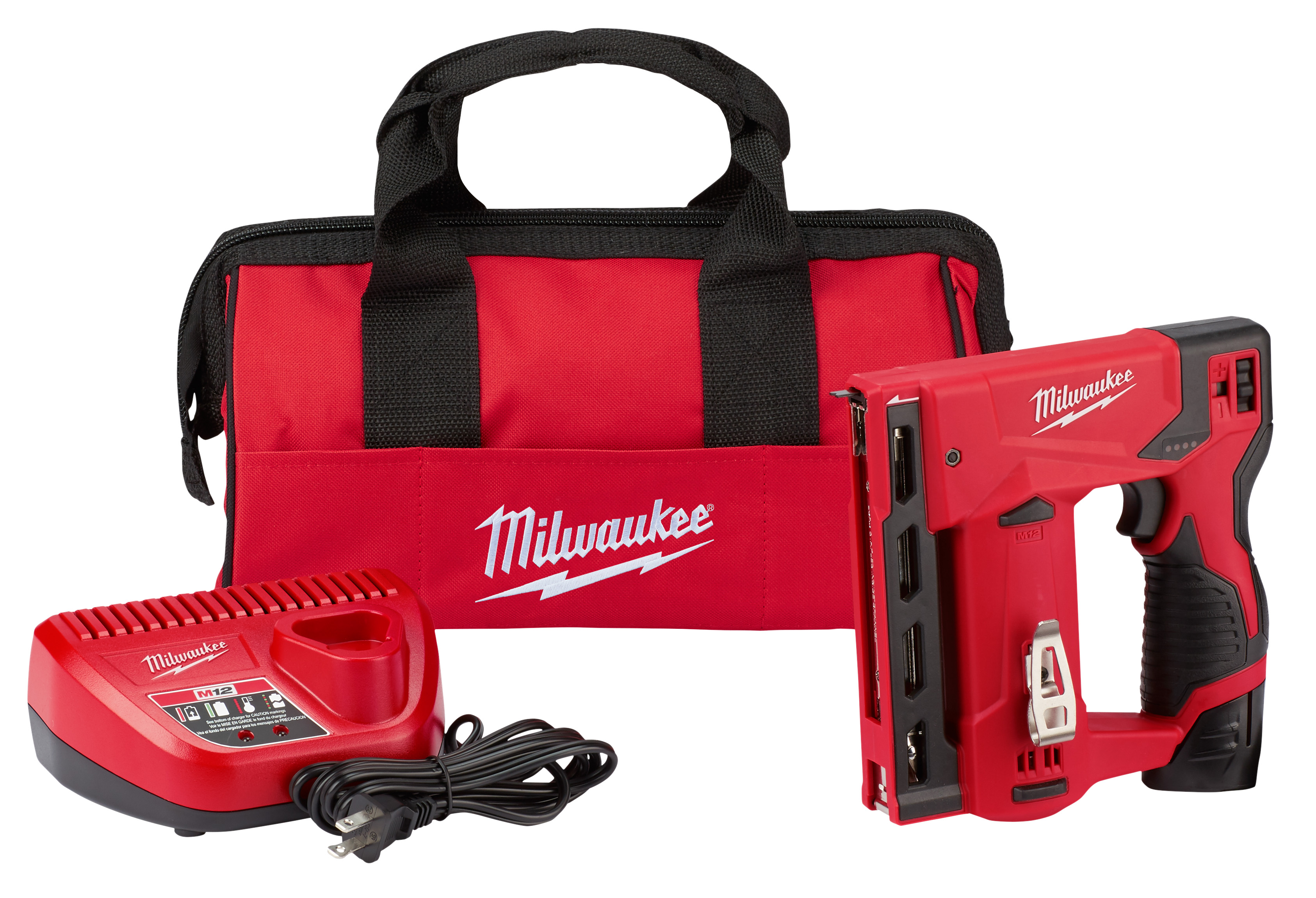 The Milwaukee M12™ 3/8 in. crown stapler delivers a true hand tool replacement. The 2447 is designed to drive a range of 3/8 in. flat crown staples (1/4 in. – 9/16 in.) through an array of materials and substrates. At just 3.0 lbs. and 7.6 in. long the compact design allows for great access into tight spaces and convenient tool belt portability. An easy to squeeze trigger design significantly reduces fatigue associated with traditional hand staplers. Integrated sequential and contact actuation trigger design provides increased productivity and seamless changing between firing modes. The 2447 is compatible with all Milwaukee M12™ batteries, and carries Milwaukee's 5-year limited power tool warranty.