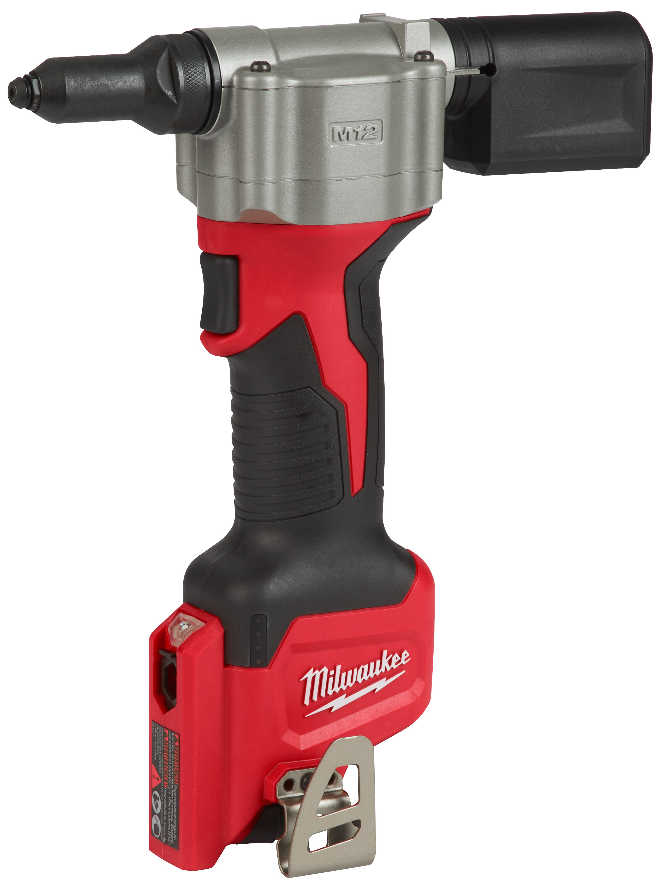 The M12™ rivet tool is the first cordless solution that delivers fast, easy riveting while maintaining performance, durability, and size. The 2550-20 can pull up to 3/16 in. stainless steel rivets, 450 pcs. of 1/8 in. steel rivets on one 1.5 amp hour charge, and reduces muscle effort from a hand tool by over 60%. No compressors or hoses during set up and operation makes this tool a great replacement to pneumatic products. 2X longer life over current cordless solutions delivers greater durability from common jobsite conditions and use. This is the most compact cordless rivet tool on the market, measuring only 6.5 in. in length allowing users more access in tight spaces. The M12 rivet tool is part of the M12 battery platform, offering 90+ solutions on one battery system.