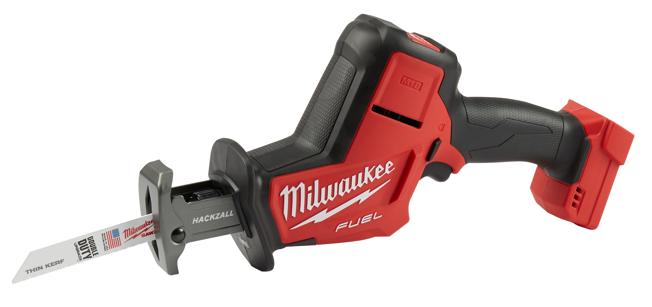 The Milwaukee 2719 M18 FUEL™ HACKZALL® is the fastest cutting and most powerful one-handed reciprocating saw. Utilizing a POWERSTATE brushless motor and a best in class 7/8 in. stroke length, the M18 FUEL™ HACKZALL® cuts up to 50% faster than competitors. The compact, one-handed design provides superior control and the ability to make cuts in tight spaces. The dual gear counter balance mechanism provides up to 4x lower vibration than traditional reciprocating saws, resulting in faster cut-starts in metal and reduced user fatigue. REDLINK PLUS intelligence ensures optimized performance and protects your investment from overload, overheating, and over-discharge. The M18 REDLITHIUM XC5.0 battery pack provides more work per charge and more work over the life of the pack than competitive batteries. A rubber seal and weep holes provide superior protection against water and debris.