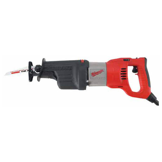 The new Milwaukee rotating handle orbital SUPER SAWZALL® reciprocating saw provides the ultimate in power and versatility. 360° rotating handle locks at 45° increments and can continuously rotate without going back to starting position. The trigger c...
