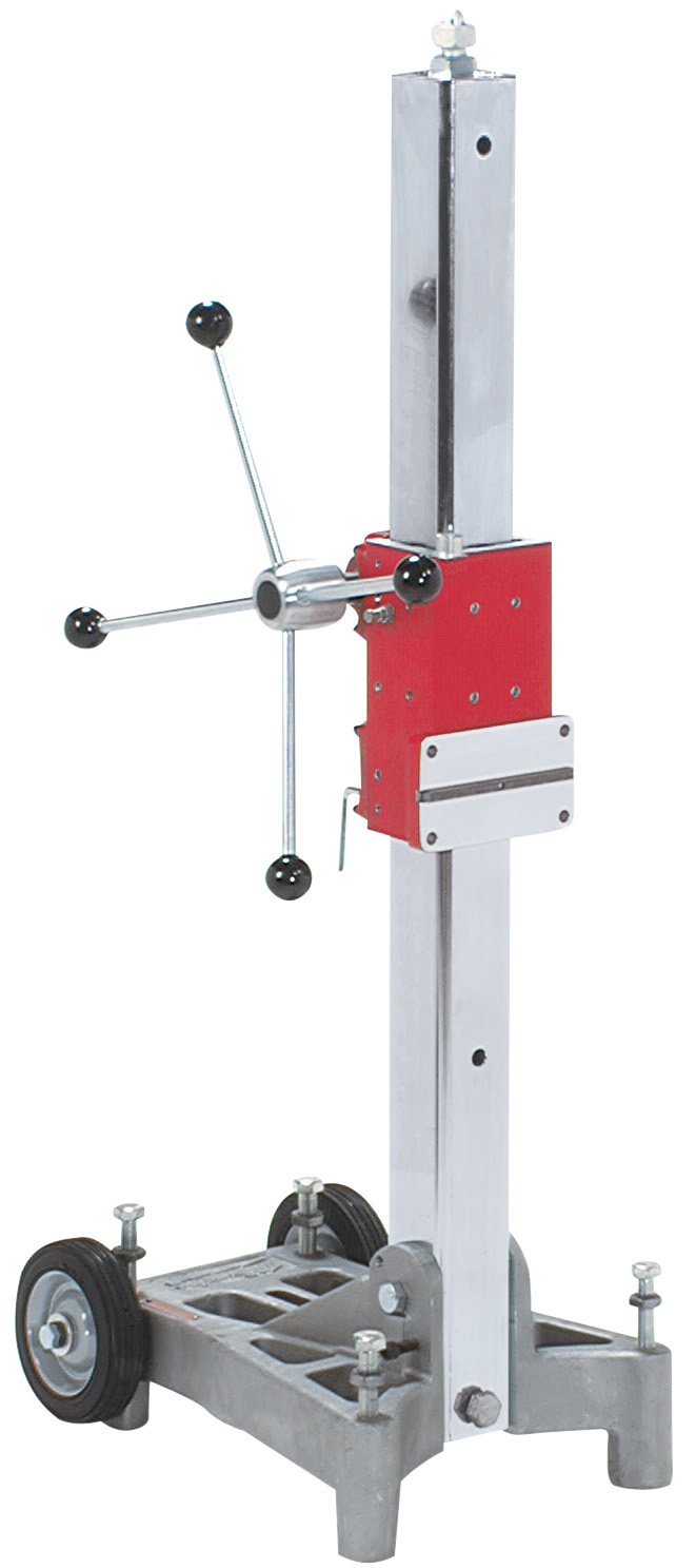 The Milwaukee model 4130 Dymo-Rig stand designed for the heavy duty hole driller. Larger column and base assembly ensure strength and durability for many years service. Dymo-Rig stands feature large wheels for ease of movement. You can bolt it to the wall or the floor, or use the optional vac-pad for added versatility.