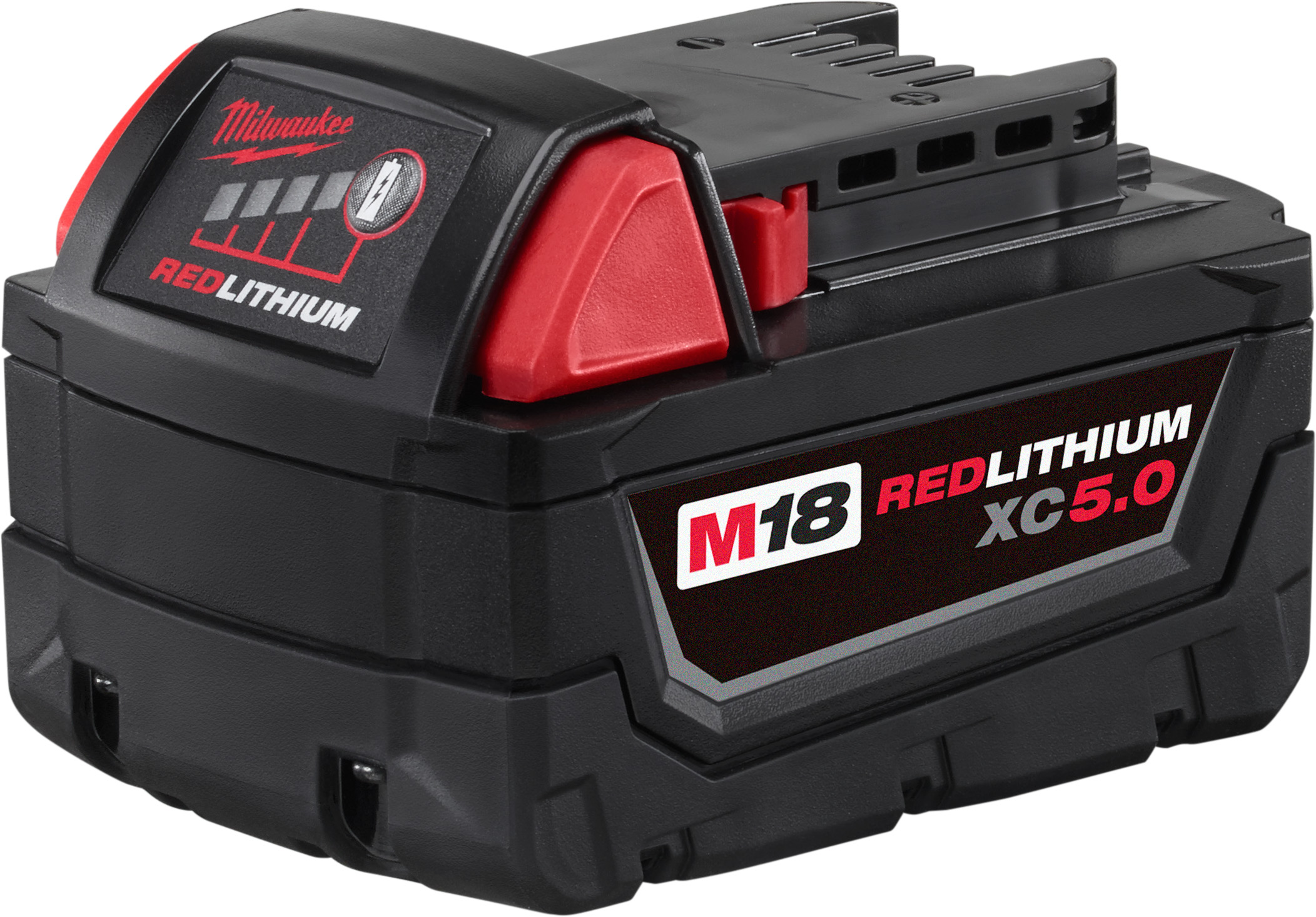 Delivers up to 2.5X more run-time, 20% more power and 2X more life than standard lithium-ion batteries. The M18™ REDLITHIUM™ XC 5.0 extended capacity battery pack features superior pack construction, electronics, and performance to deliver more work per charge and more work over the life of the pack than any battery on the market.