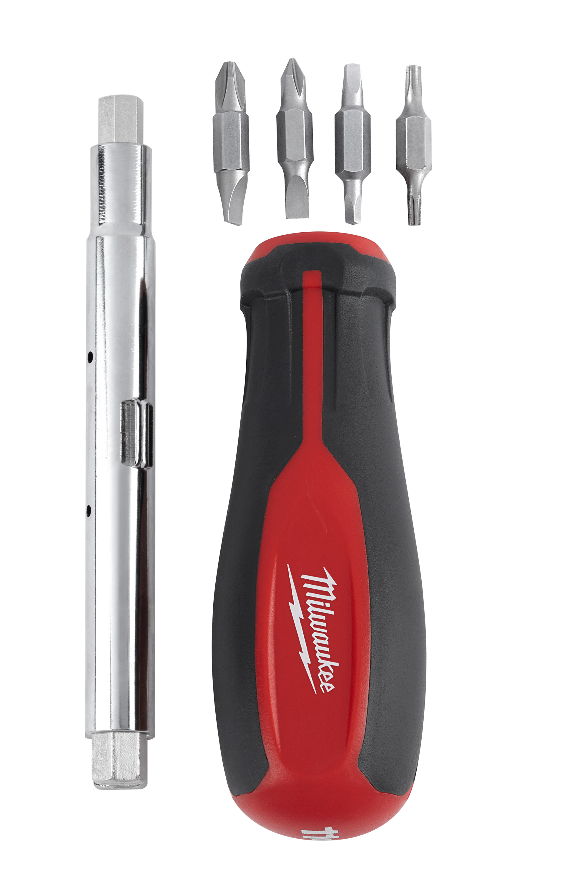 The 11-in-1 screwdriver includes the 8 bits and 3 nut drivers most requested by professionals. The bit prevents bit wear from hardened screws and extends bit life when fastening specialty screws found in electrical boxes, conduit couplers, outlets, and other common job site fixtures.