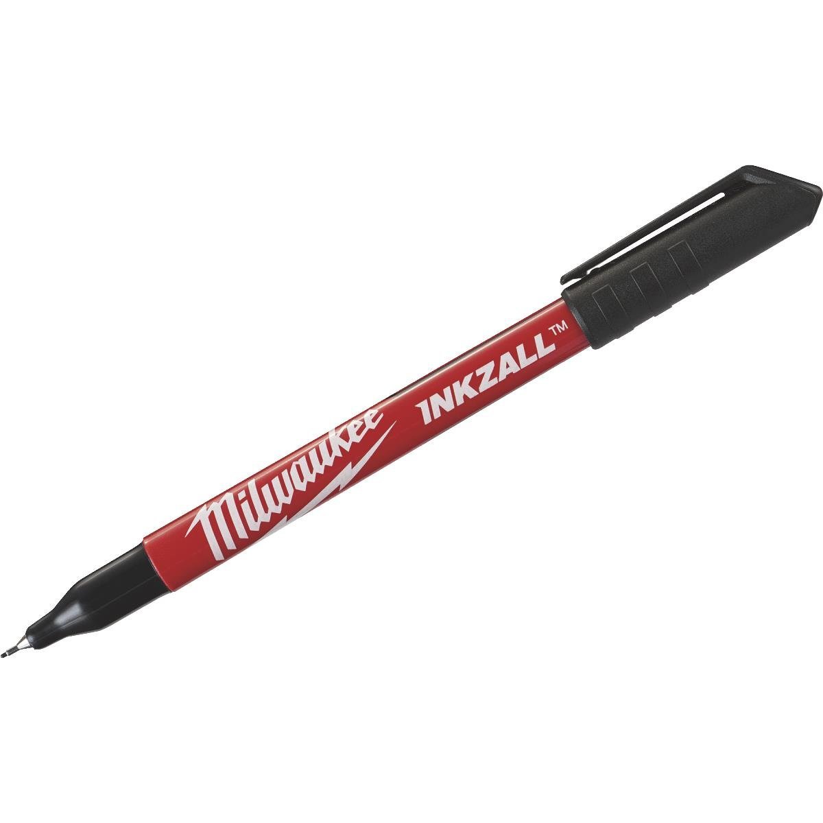 Milwaukee INKZALL™ ultra fine point pens are optimized for jobsite conditions and deliver sharp, precise lines. The durable ultra fine point tip delivers a 0.5 mm line for precise writing and labeling. Bleed resistant ink drys quickly and resists smears. 72 hour cap-off life delivers extended performance and use. An integrated pocket clip enables easy carry and storage.