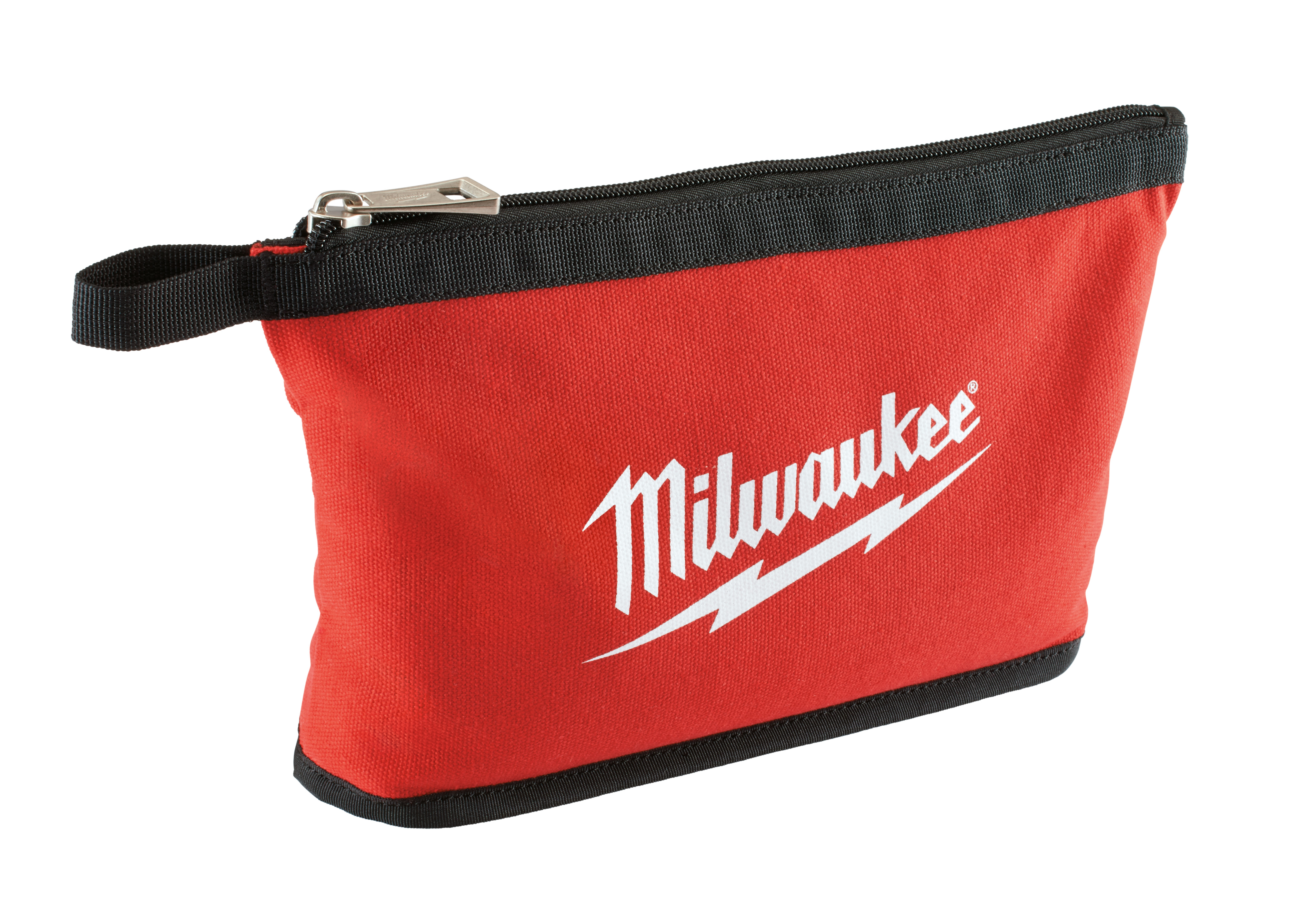 48-22-8180 045242344604 Milwaukee zipper pouches feature a breathable and durable heavy duty canvas construction, as well as a heavy duty zipper for a lifetime of use. The weather resistant resistant bottom allows easy access to the pouches interior, while protecting its contents.