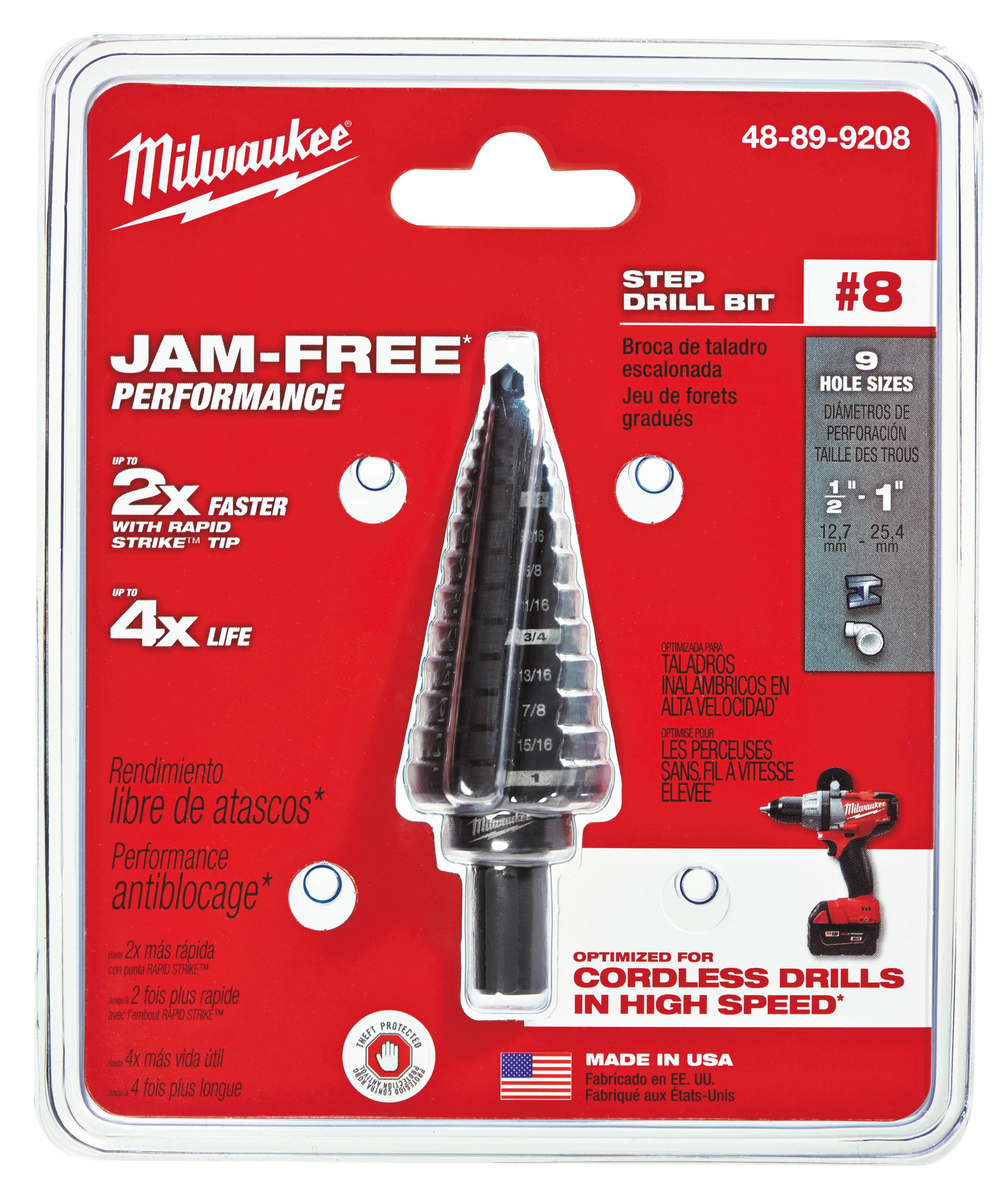 Milwaukee 48899208 8 1/2" 1" 9Step Step Drill Bit Viking Electric