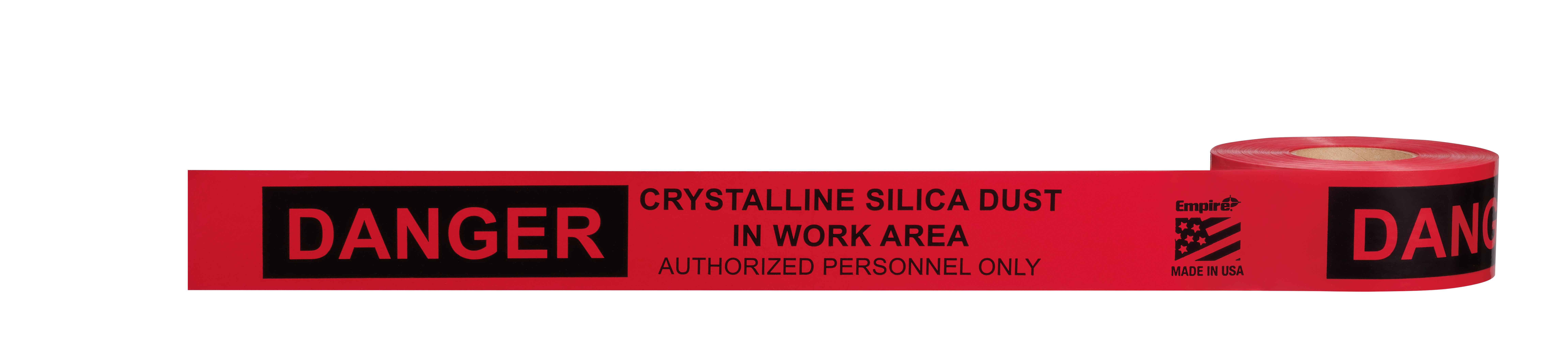 This 1000 Ft. roll lets you put up an instant warning parameter to mark dangerous construction work-in-progress, obstacles, hazards--just about anything that creates a safety risk. This roll specifically calls out the dangers of crystalline silica dust to ensure hazardous area is marked off and appropriate personal protection equipment is worn by anyone who is within the work area. Empire Level is the leading designer and producer of levels, squares, layout tools and caution tape in the United States with dominant market share in the retail, contractor supply, and do-it-yourself markets.