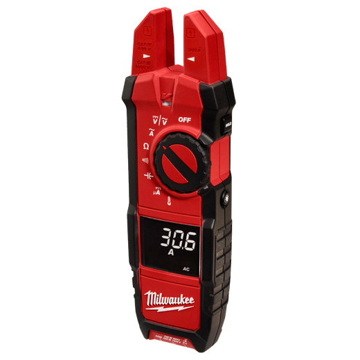 Milwaukee&reg; 2206-20 Heavy Duty Digital Fork Meter, 1000 VAC/VDC, 200 A, 40 MOhm, 50/60 Hz, 5/8 in Jaw, High Contrast White on Black LCD Display