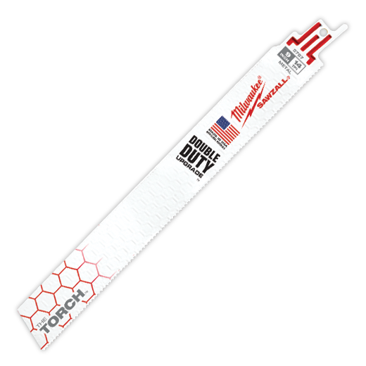 Milwaukee® 48-00-5787 Sawzall® The Torch™ Demolition Straight Back Reciprocating Saw Blade, 9 in L x 1 in W, 14, Bi-Metal Body, Universal Tang