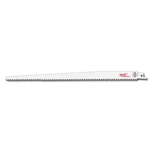 Milwaukee® 48-00-5017 Sawzall® Fleam Ground Tapered Back Reciprocating Saw Blade, 12 in L x 3/4 in W, 6, Bi-Metal Body, Universal Tang