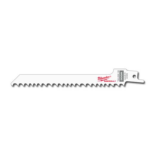 Milwaukee® 48-00-5041 Sawzall® Tapered Back Reciprocating Saw Blade, 6 in L x 3/4 in W, 4/16, Bi-Metal Body, Universal Tang