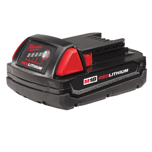 Milwaukee® 48-11-1815 M18™ REDLITHIUM™ Compact Rechargeable Cordless Battery Pack, 1.5 Ah Lithium-Ion Battery, 18 VDC, For Use With Milwaukee® M18™ Cordless Power Tool