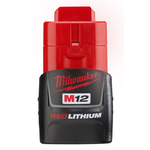 Milwaukee® 48-11-2401 M12™ REDLITHIUM™ Compact Rechargeable Cordless Battery Pack, 1.5 Ah Lithium-Ion Battery, 12 VDC, For Use With Milwaukee® M12™ Cordless Power Tool
