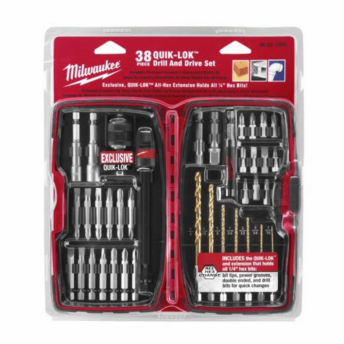 Milwaukee&reg; QUIK-LOK&trade; 48-32-1500 Universal Drill and Drive Set, 38 Pieces, 1/4 in Dia Hex Shank, Steel