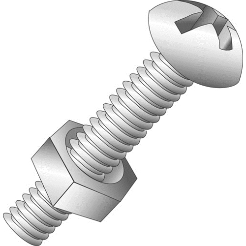 Product image for Cully 25724 3/8-16 x 1-1/2" Stove Bolts (Machine Screws) with Hex Nuts, Round Head, Phillips/Slotted, Zinc Plated