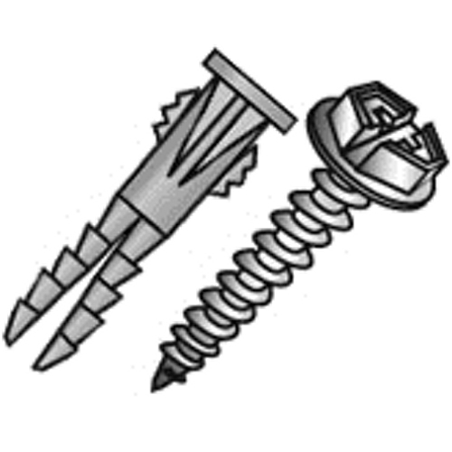 Product image for Cully 39751 #10 Hex Washer Head Yellow Winged Anchor Kit, #10 x 1" (100), #8-10-12 Anchors (100), Includes 1/4" Carbide Drill Bit, Plastic