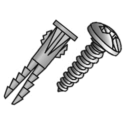 Product image for Cully 39763 #10 Phillips/Slotted Pan Head Yellow Winged Anchor Kit, #10 x 1" (100), #8-10-12 Anchors (100), Includes 1/4" Carbide Drill Bi