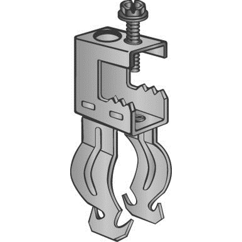 Set Screw Beam Clamp and Push In Conduit Clip (Bottom Mount) Assembly, Beam Clamp Fits up to 1/2