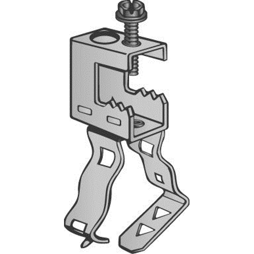 Set Screw Beam Clamp and Closed Conduit Clip (Bottom Mount) Assembly, Beam Clamp Fits up to 1/2" Flange & Conduit Clip Fits 1-1/2" Conduit, Spring Steel