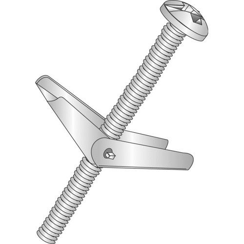 Product image for Cully 58133J 1/8 (6-32) x 2" Toggle Bolts and Wings, Mushroom Head, Phillips/Slotted, Zinc