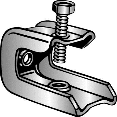 Product image for Minerallac 602BSS Set Screw Beam Clamp, Fits Up to 3/4" Flange, 3/8"-16 Tapped Holes Bottom and Back of Beam Clamp, Type 304 Stainless Steel