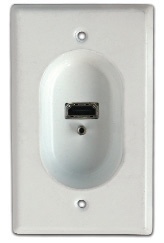 Mulberry; Wallplate; Size: 2.750 IN Width X 4.500 IN Height; Cutout: (1) Female/Female HDMI; Gang: 1; Material: Metal; Color: Smooth White