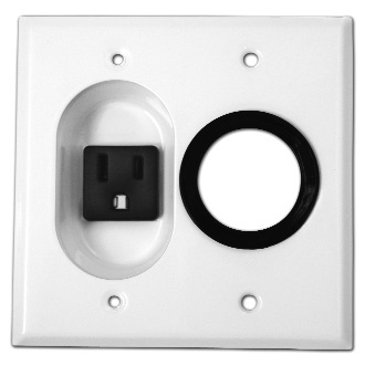 Mulberry; Wallplate; Size: 4.5625 IN Width X 4.500 IN Height; Cutout: (1) Plug In Receptacle, (1) 1.375 IN Feed Thru Opening; Gang: 2; Material: Stainless Steel; Amperage Rating: 15 AMP