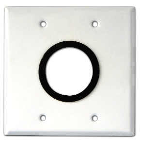 Mulberry; Wallplate; Bushed Telephone; Size: 4.5625 IN Width X 4.500 IN Height; Gang: 2; Cutout: (1) 1.625 IN Feed Thru Opening; Material: Metal; Color: Smooth Ivory