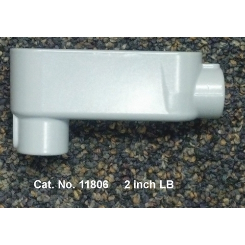 Mulberry; Conduit Body; Type LB, Threaded; Hub Size: 2 IN; Material: Die Cast Aluminum; Finish: Smooth, Corrosion-Resistant Electrostatic Powder Coated
