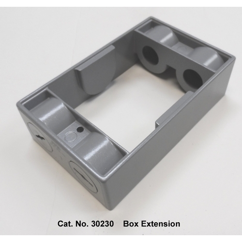 Mulberry; Box Extension; Number Of Outlet: 4; Material: 094 IN Heavy Duty Die Cast Aluminum; Size: 2.750 IN Length X 4.500 IN Width X 1.250 IN Depth; Cubic Capacity: 9.500 CU-IN; Includes: Gasket And Mounting Screws; Number Of Gang: 1; Outlet: 1/2 IN, (2) Each End; Finish: Powder Coated