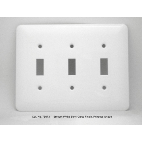 Wallplate, Standard: UL 883, Size: 6.375 X 5IN, Number of Gangs: 3, Cutout: (3) Toggle Switch, Material: Steel, Color: Semi Gloss White