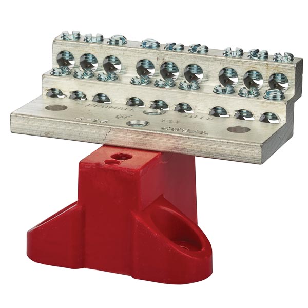 225A Stacked Neutral Bar, 4-14 AWG 18 Circuits - With Mtg Base