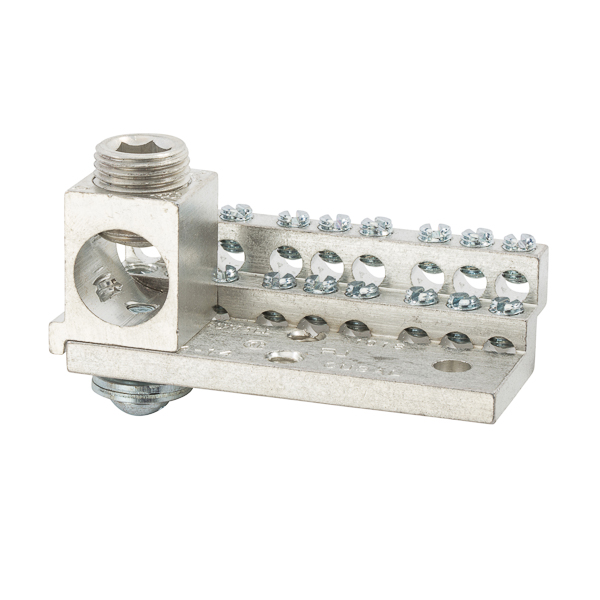 225A Stacked Neutral Bar, 4-14 AWG 18 Circuits & 350 MCM - 6 AWG Main Lug