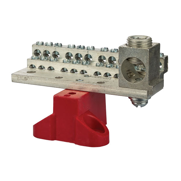 225A Stacked Neutral Bar, 4-14 AWG 24 Circuits & 350 MCM - 6 AWG Main Lug With Mtg Base