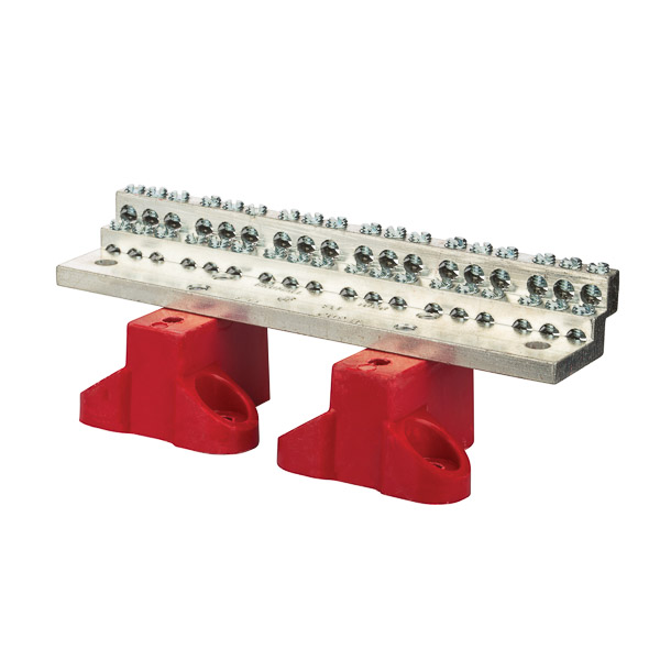 225A Stacked Neutral Bar, 4-14 AWG 36 Circuits - With Mtg Base