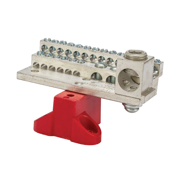 225A Stacked Neutral Bar, 4-14 AWG 20 Circuits, 1/0-14 AWG 4 Circuits & 350 MCM - 6 AWG Main Lug With Mtg Base