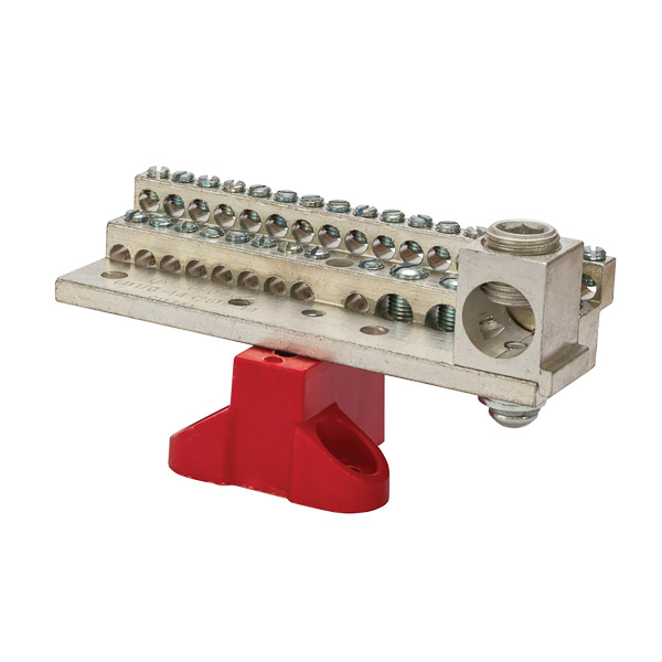 225A Stacked Neutral Bar, 4-14 AWG 26 Circuits, 1/0-14 AWG 4 Circuits & 350 MCM - 6 AWG Main Lug With Mtg Base