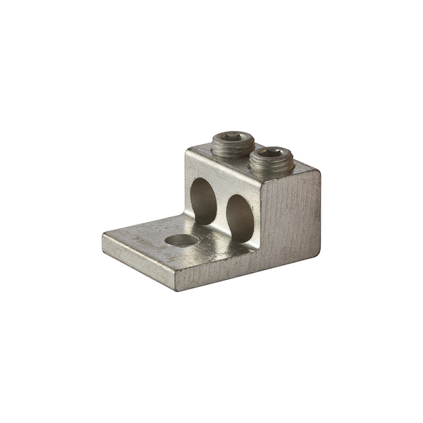 2 Port Aluminum Lug 600 MCM - 2 AWG Aluminum Double Lugs are versatile and reuseable set screw connectors made of 6061T-6 aluminum alloy. Electro tin plated for low contact resistance. Suitable for use with both copper and aluminum conductors. Rated 600 volts, 90 degrees C. UL 486A/B Listed.