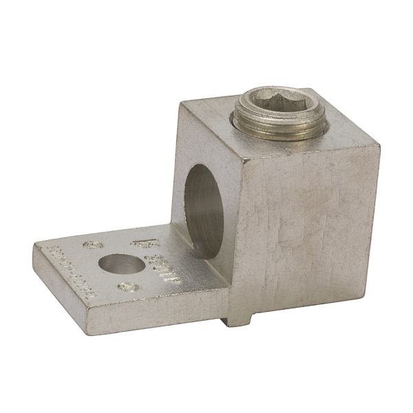 Dual Rated Turn Prevent Lug 350 MCM - 6 AWG Dual Rated Turn Prevent Lugs are made of 6061T-6 aluminum alloy. Electro-tin plated for low contact resistance. For use with both copper and aluminum conductors. Rated 600V (2000V max. per UL486B). UL 486A/B Listed. Temperature Rating 90 degrees C.