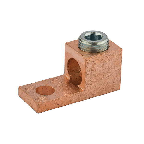 Extruded Copper Lug 4/0 -2 AWG Solid one-piece copper connector made from extruded copper for superior mechanical strength and excellent performance. Steel Screw. Suitable for use with copper wire only. 600V (2000V max. per UL486B). UL 486A/B Listed Wire Connectors.