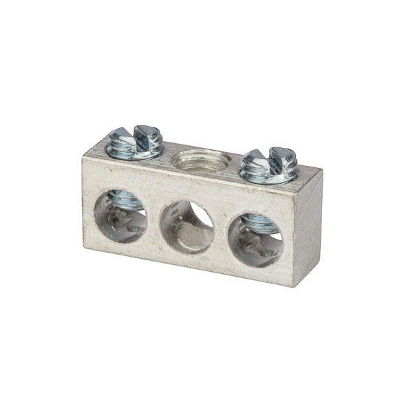 Aluminum Multiple Connector 4-14 AWG 2 Circuit Multiple connectors are made from eithercopper or aluminum bar and can be used ina variety of neutral and grounding applications.Tin plated forlow contact resistance and are suitable foruse with copper or aluminum conductors.