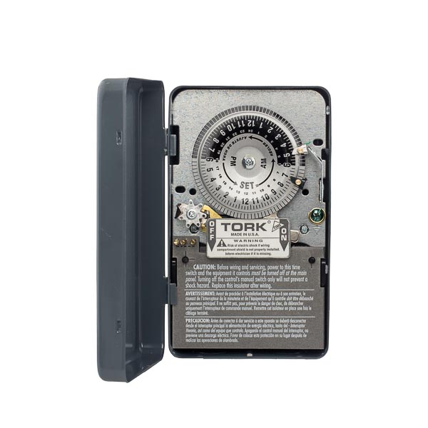 Product image for Tork 7202 208/277 VAC 60 Hz 40 Amp NEMA 1 24 Hour Metal DPST Electromechanical Time Switch