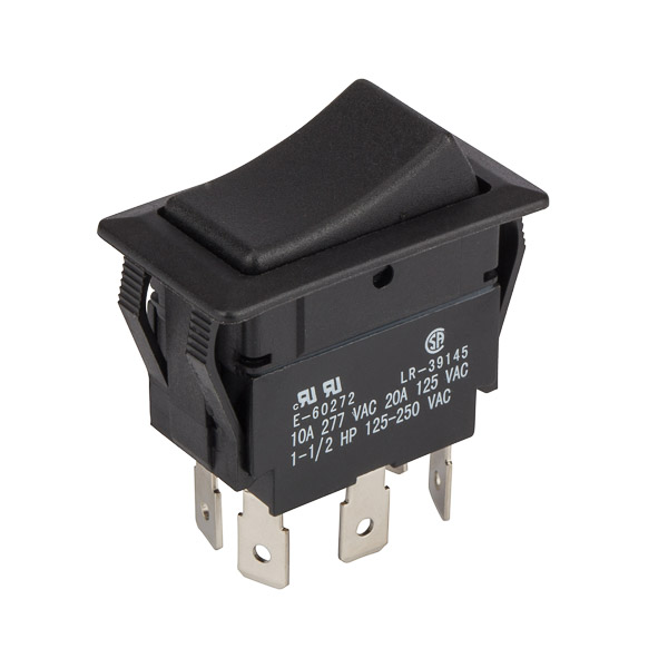 ON ON - DPDT - No-Light Black QuikConnect Rocker Switch