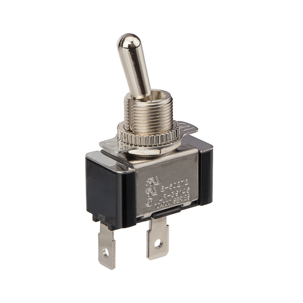 ON OFF - SPST - Nickel .250 QuikConnect BatToggle Switch